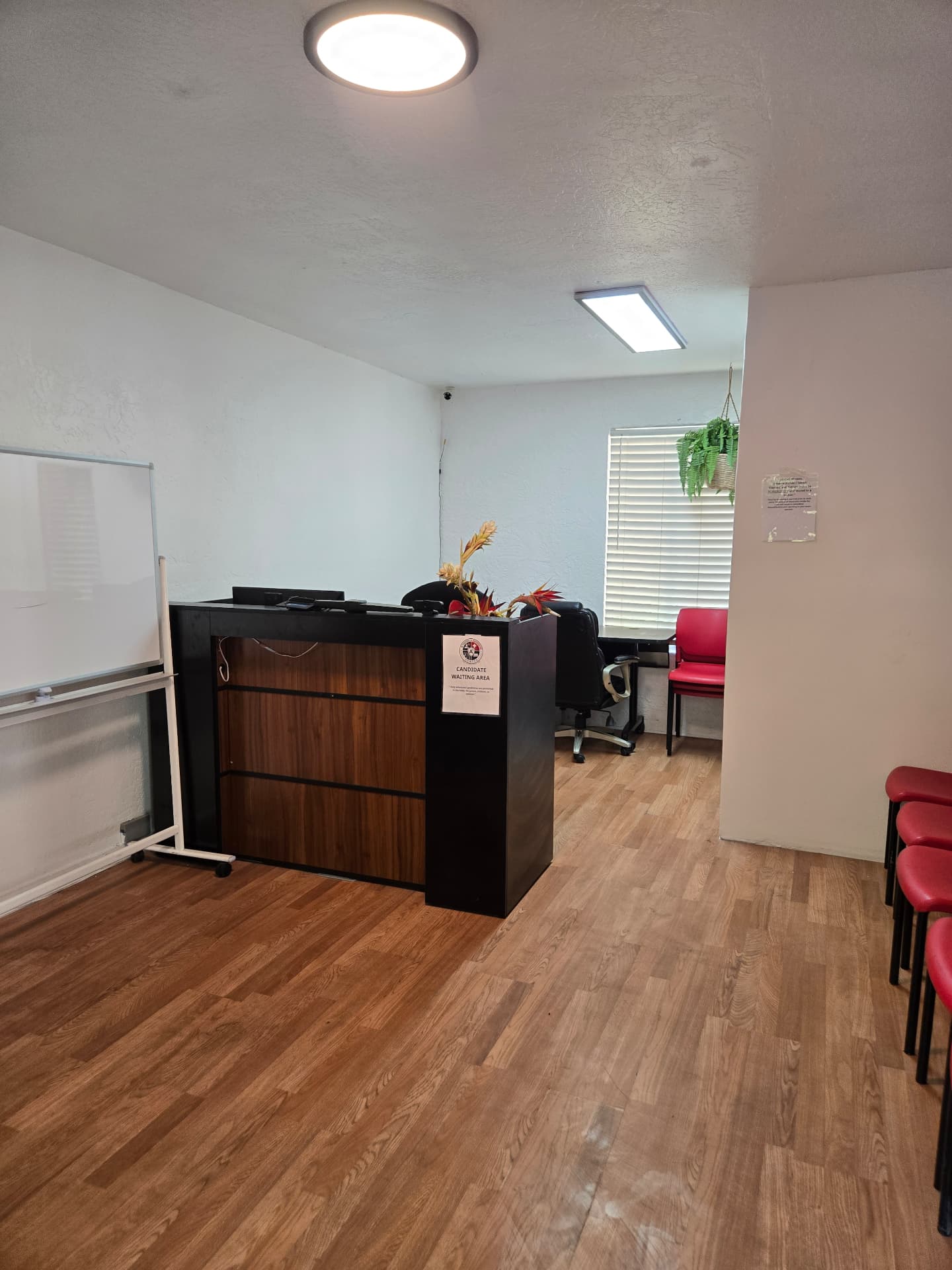 Candidate check-in desk at A1 Testing & Certification Center